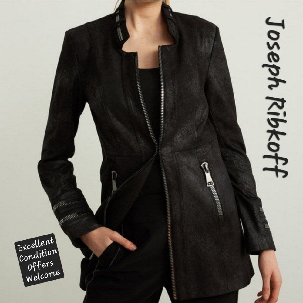 Joseph Ribkoff Black &  Silver Tailored Blazer. NWOT Size SP - Picture 3 of 12